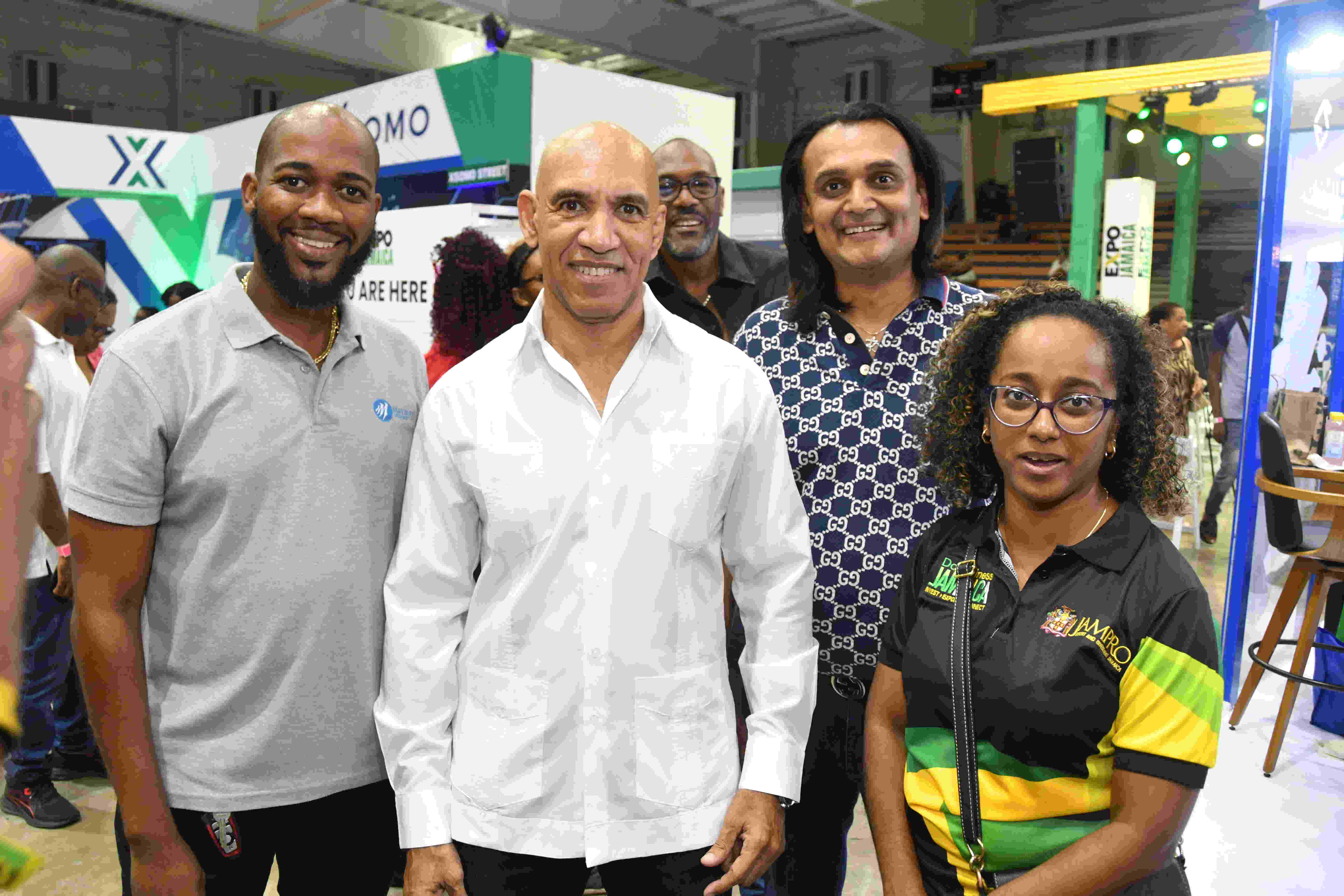(from left) Anthony Laing, Business Development Officer Mayberry Investments Ltd joins newly appointed Ambassador to the US, Antony Anderson; Amber Group Founder & CEO, Businesses Shine at Expo Jamaica 2025