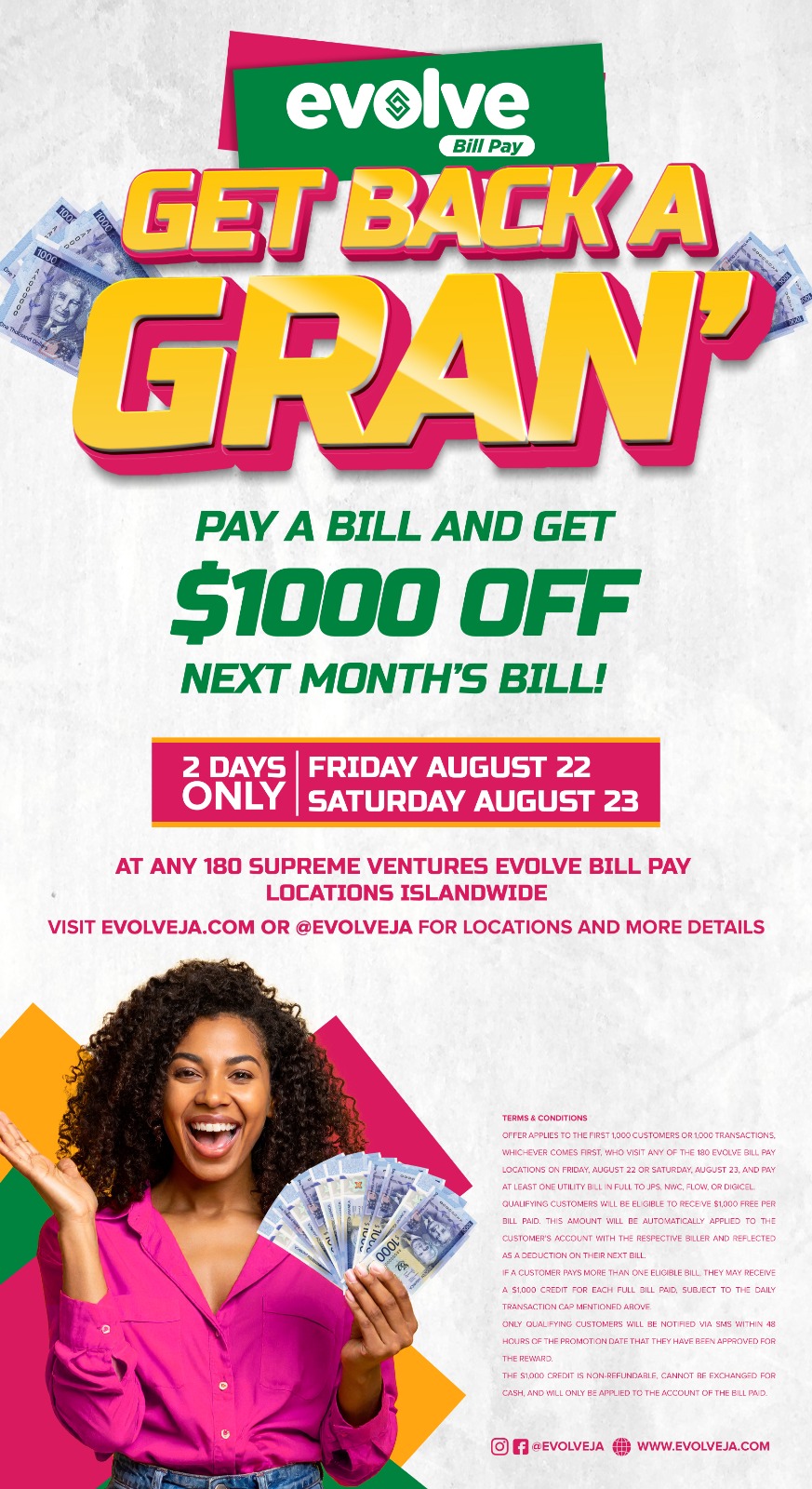 Evolve Bill Pay Launches "Get Back a Gran" Weekend Promotion First 1,000 Customers to Receive $1,000 Credit Back on Bill Payment